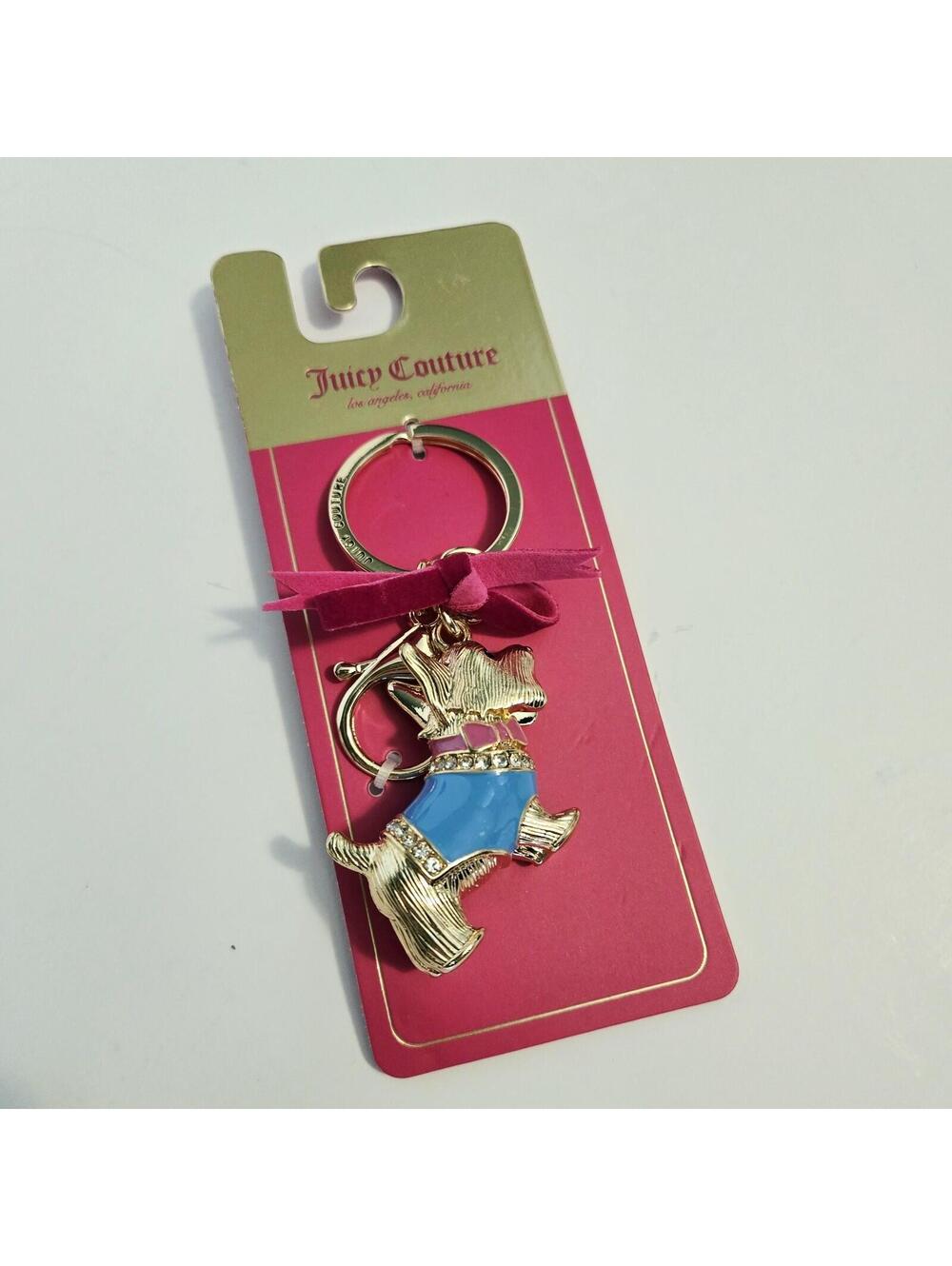 Juicy Couture Yorkie Dog keychain Bag Charm With Bow